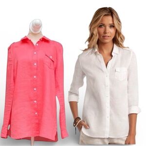 Island Company Linen “Commandante Shirt” in Coral Size Large LIKE NEW